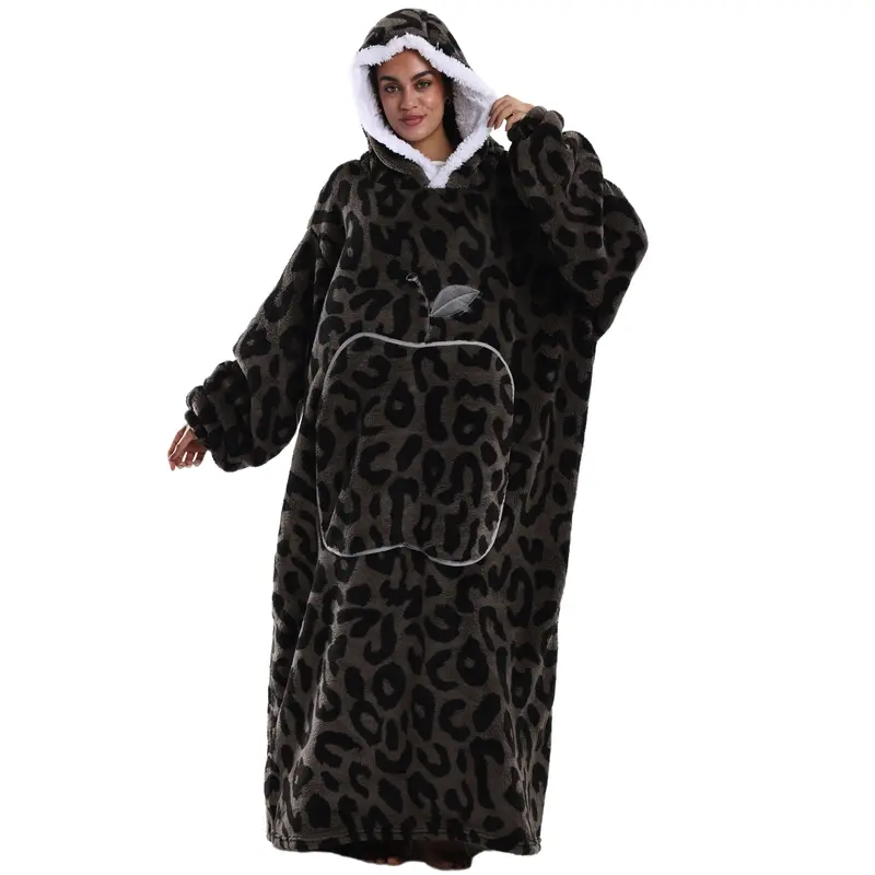 Oversized Wearable Blanket Hoodie – Cozy Fleece Hooded Sweatshirt with Pocket, Unisex Lounge & Sleepwear