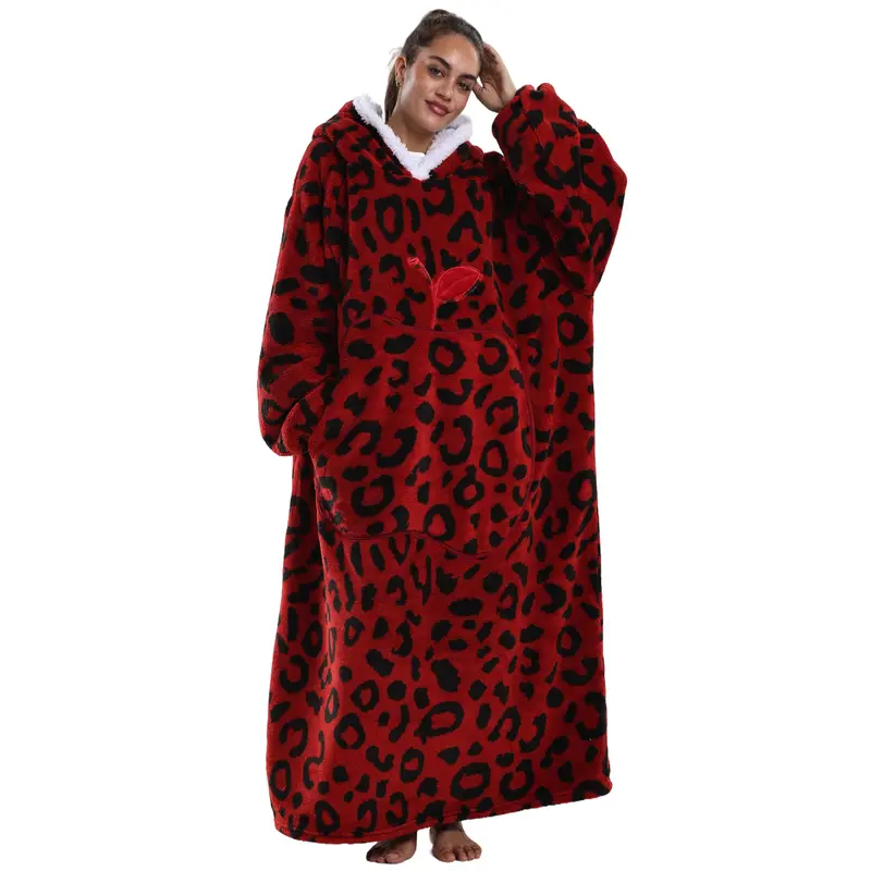 Oversized Wearable Blanket Hoodie – Cozy Fleece Hooded Sweatshirt with Pocket, Unisex Lounge & Sleepwear