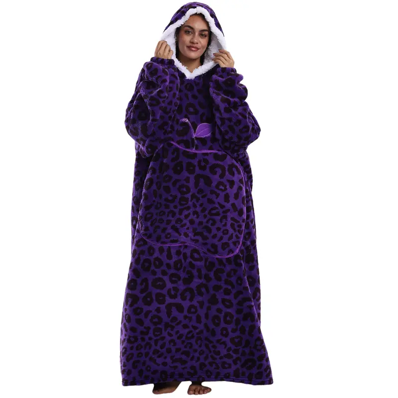 Oversized Wearable Blanket Hoodie – Cozy Fleece Hooded Sweatshirt with Pocket, Unisex Lounge & Sleepwear