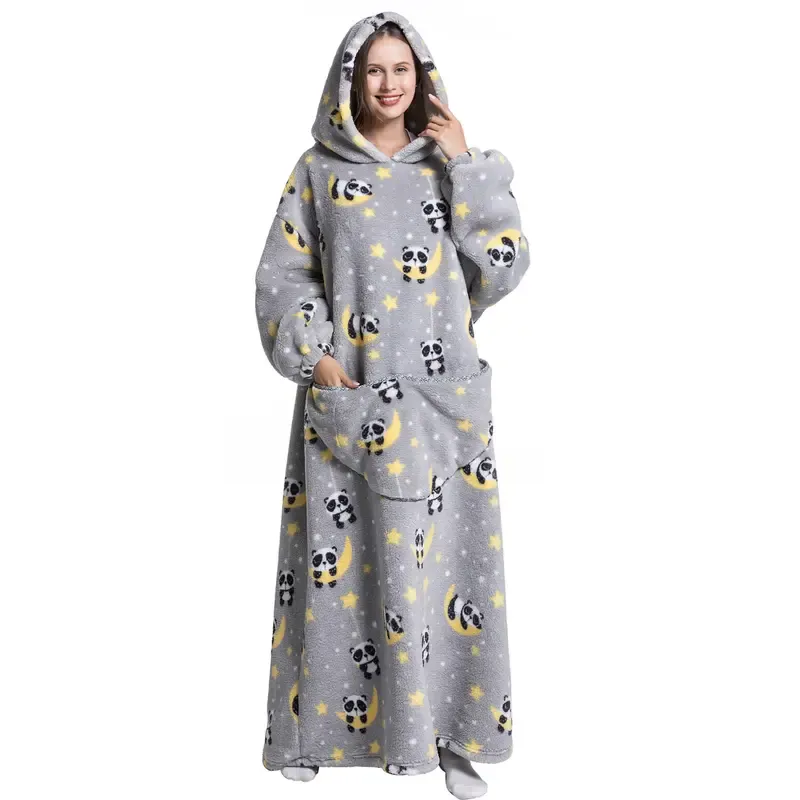 Oversized Wearable Blanket Hoodie – Cozy Fleece Hooded Sweatshirt with Pocket, Unisex Lounge & Sleepwear
