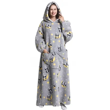 Oversized Wearable Blanket Hoodie – Cozy Fleece Hooded Sweatshirt with Pocket, Unisex Lounge & Sleepwear