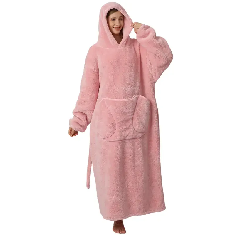 Oversized Wearable Blanket Hoodie – Cozy Fleece Hooded Sweatshirt with Pocket, Unisex Lounge & Sleepwear