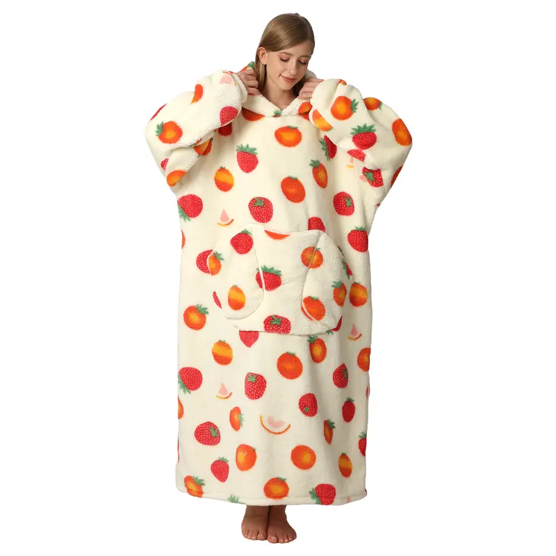 Oversized Wearable Blanket Hoodie – Cozy Fleece Hooded Sweatshirt with Pocket, Unisex Lounge & Sleepwear