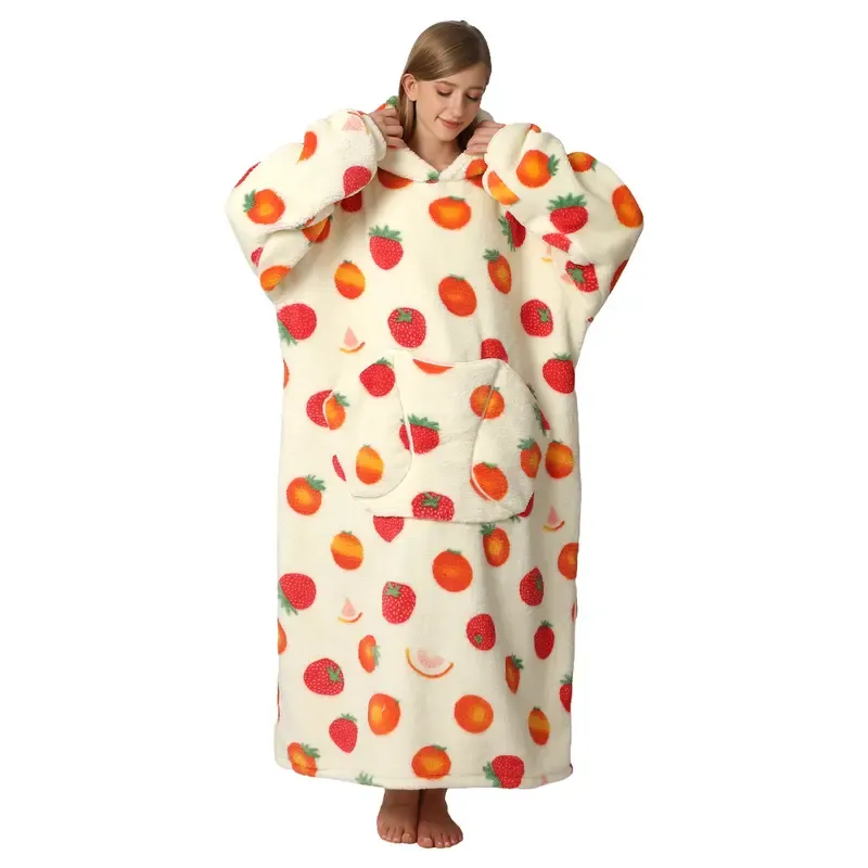 Oversized Wearable Blanket Hoodie – Cozy Fleece Hooded Sweatshirt with Pocket, Unisex Lounge & Sleepwear