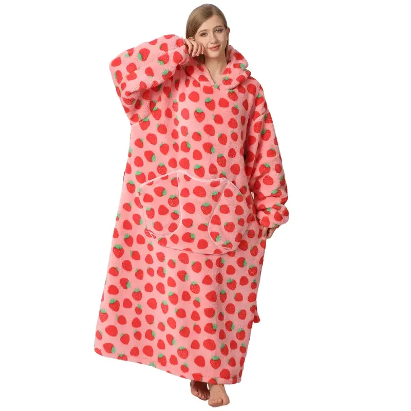 Oversized Wearable Blanket Hoodie – Cozy Fleece Hooded Sweatshirt with Pocket, Unisex Lounge & Sleepwear