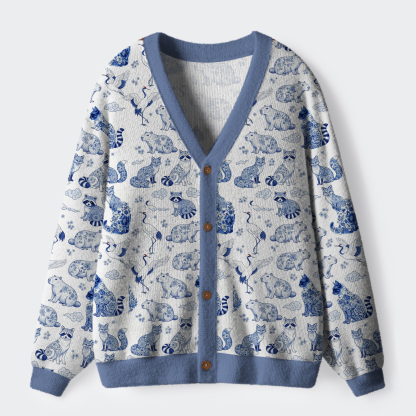 Tokyo-Tiger Floral Adorned Animals In Harmony Ugly Cardigan Sweater