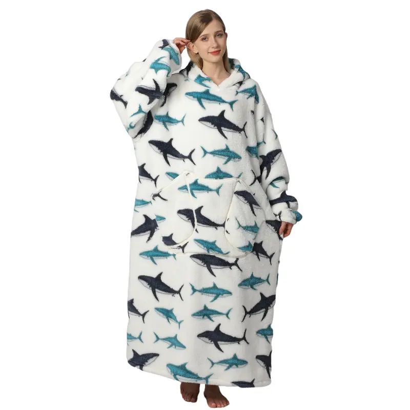 Oversized Wearable Blanket Hoodie – Cozy Fleece Hooded Sweatshirt with Pocket, Unisex Lounge & Sleepwear