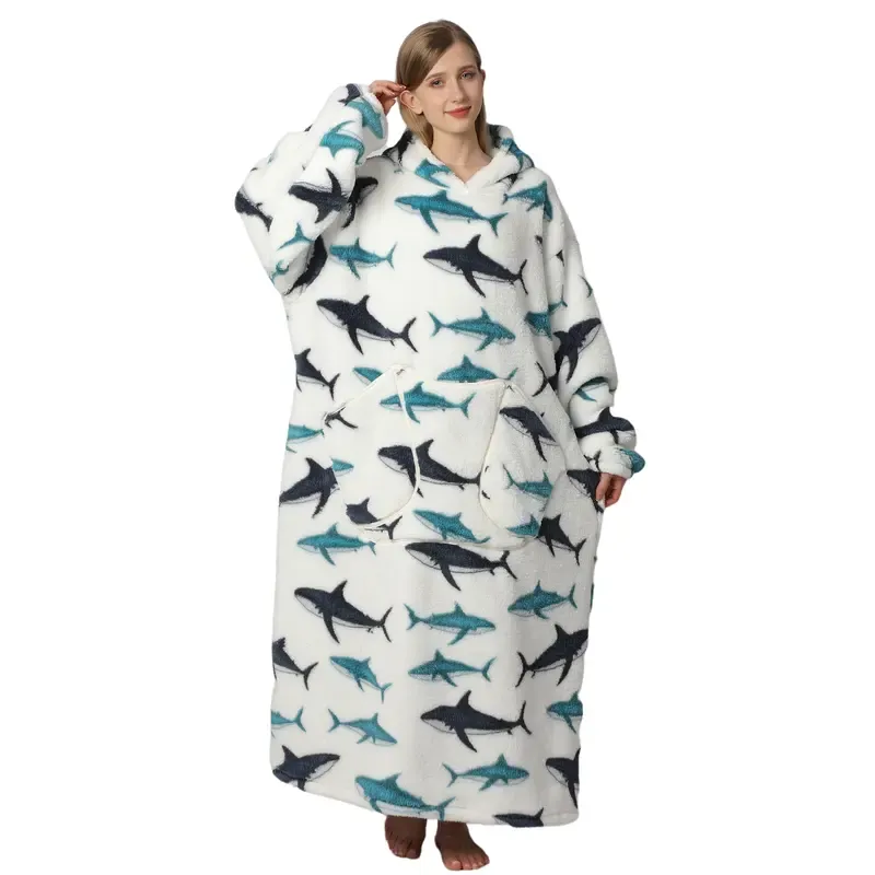 Oversized Wearable Blanket Hoodie – Cozy Fleece Hooded Sweatshirt with Pocket, Unisex Lounge & Sleepwear
