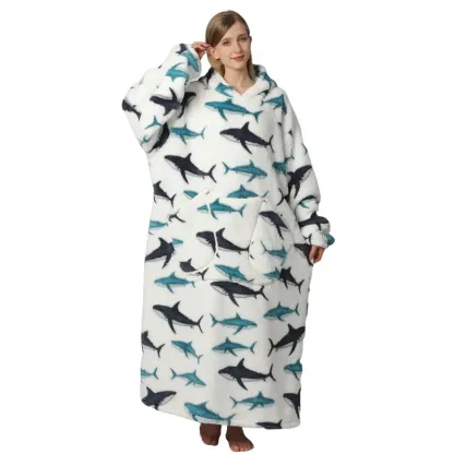 Oversized Wearable Blanket Hoodie – Cozy Fleece Hooded Sweatshirt with Pocket, Unisex Lounge & Sleepwear