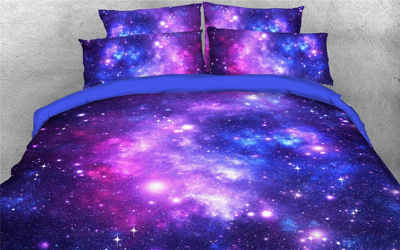 3D Purple Galaxy Duvet Cover Set 4-Piece Bedding Set Ultra Soft Comfor