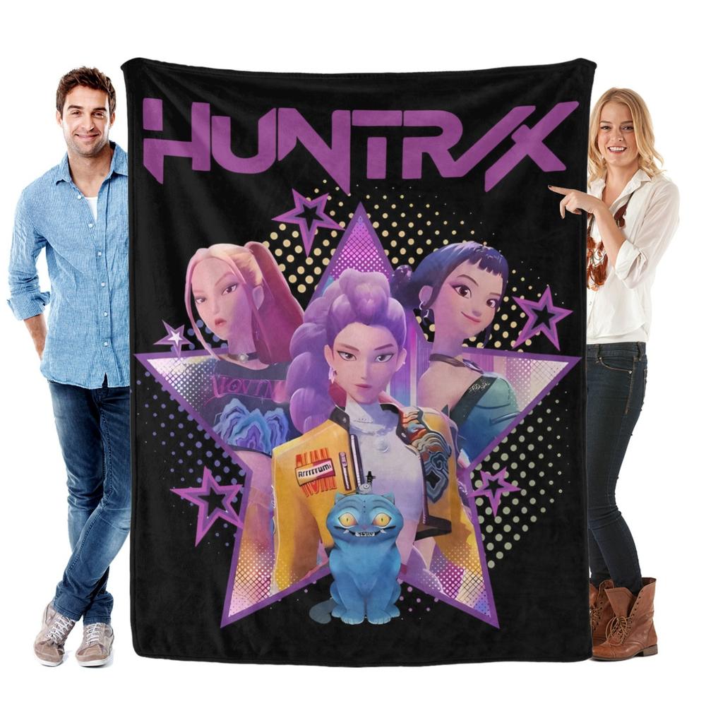 Soft Funny Throw Blanket K-Pop Demon Hunter Star Team Blanket, Flannel Sofa Bed Throw Lightweight All-Season Travel Camping