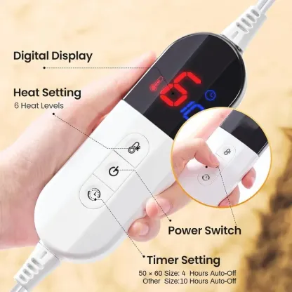 Print-aura® Electric Heated Blanket – 6 Heat Settings, Flannel Sherpa, Machine Washable, Auto-Off, Cozy Full-Body Warmth for Winter