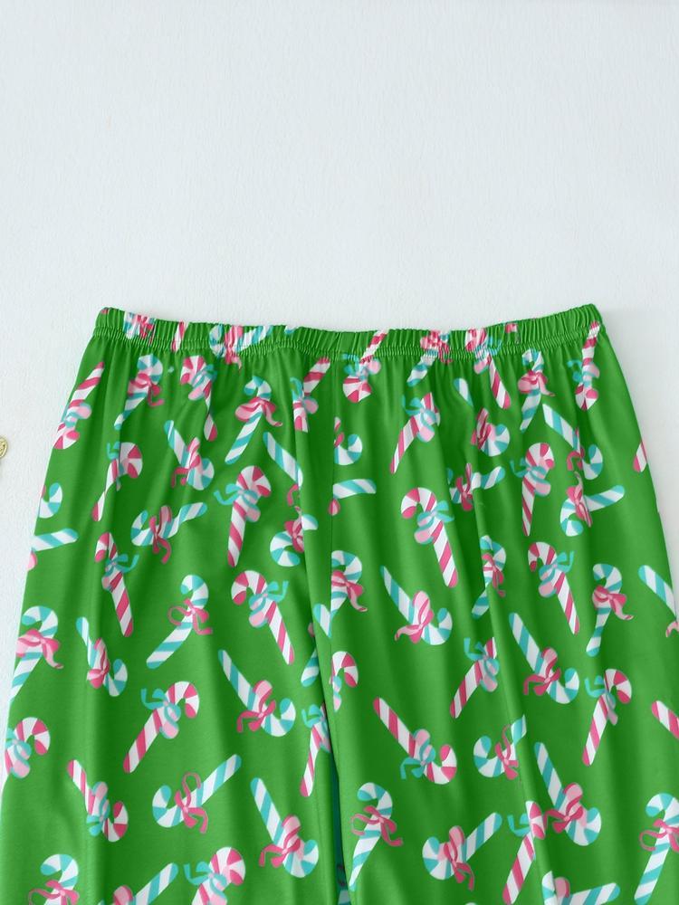 Women's Christmas Pajama Set, Bowknot Design, Long Sleeve & Pants, Fitted Style, Fall Winter Home Wear, Cute Party