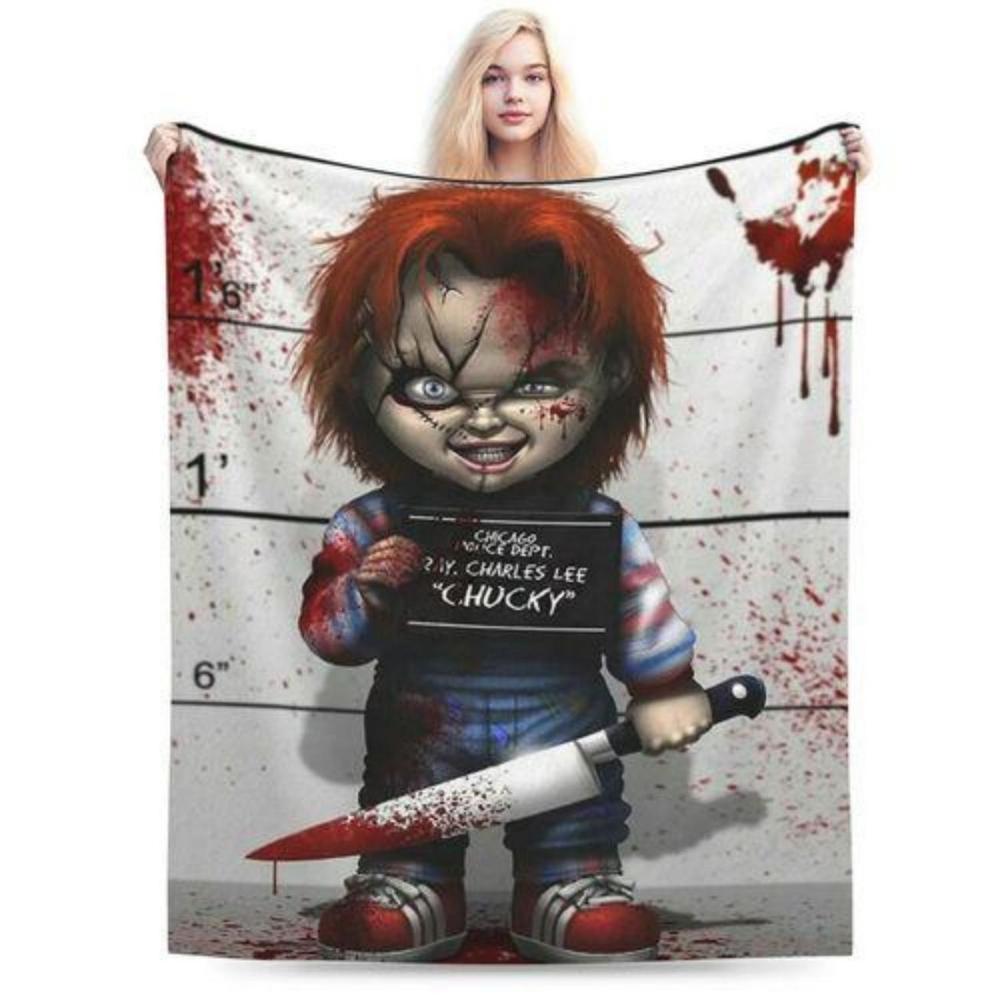 Soft Funny Throw Blanket Horror Movie Blanket Chucky Halloween Fleece Blanket Super Cozy Warm Fleece Fluffy Plush Lightweight Bedding Quilts For All Season Bed Sofa Couch