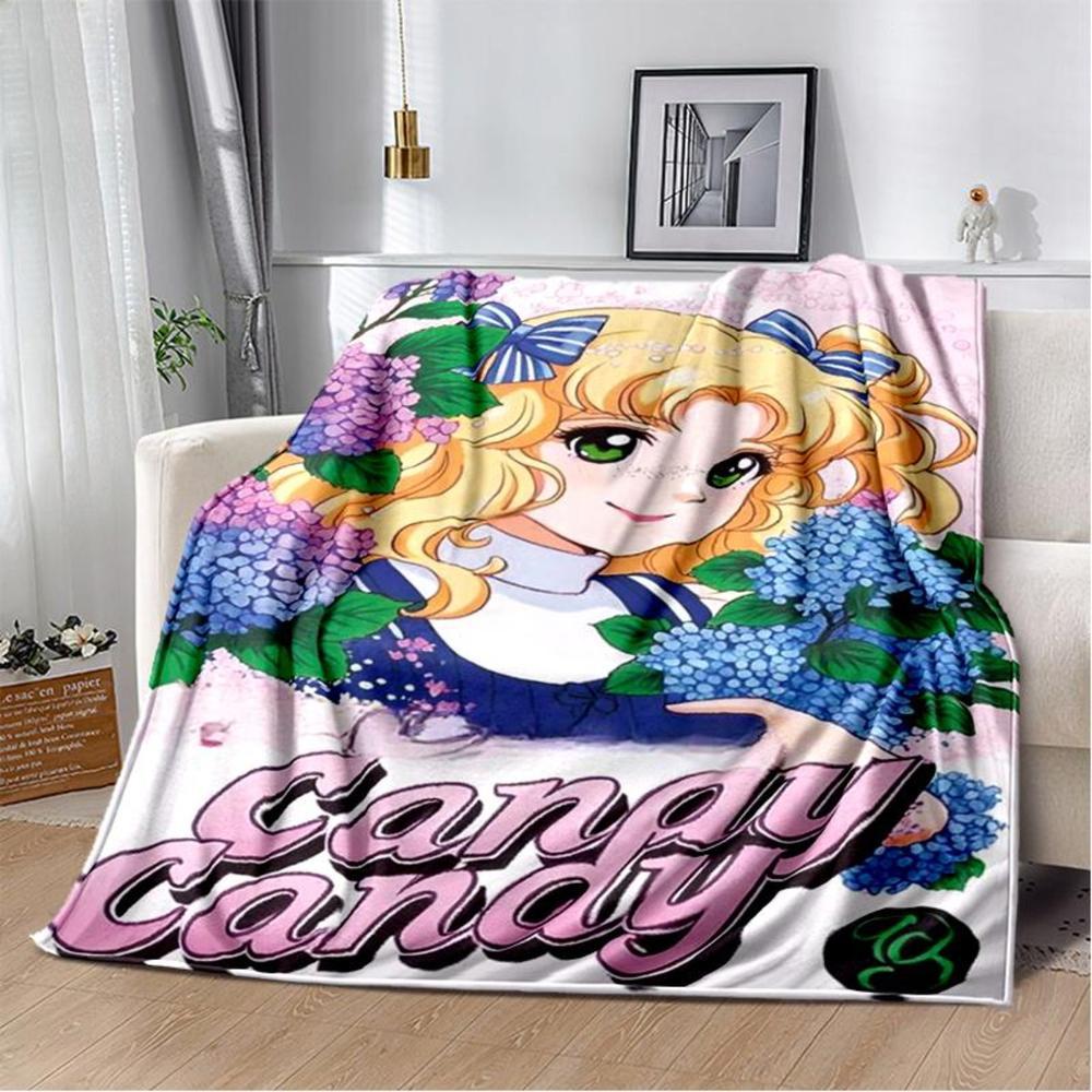 Soft Funny Throw Blanket Candy Candy Girl Cartoon Anime Plush Flannel Blanket For Living Room Bedroom Sofa Kid'S Gift
