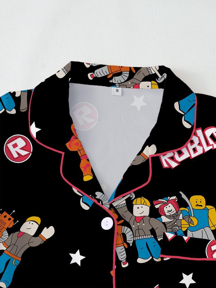 Roblox Boys' Teen Sleepwear Set, Fun Game Night, Role-Playing Party Wear, All Seasons Fitted Home Clothes, Minecraft, Print Sleepwear