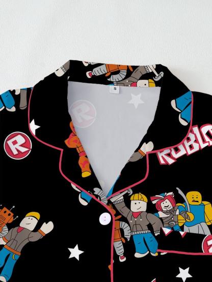 Roblox Boys' Teen Sleepwear Set, Fun Game Night, Role-Playing Party Wear, All Seasons Fitted Home Clothes, Minecraft, Print Sleepwear