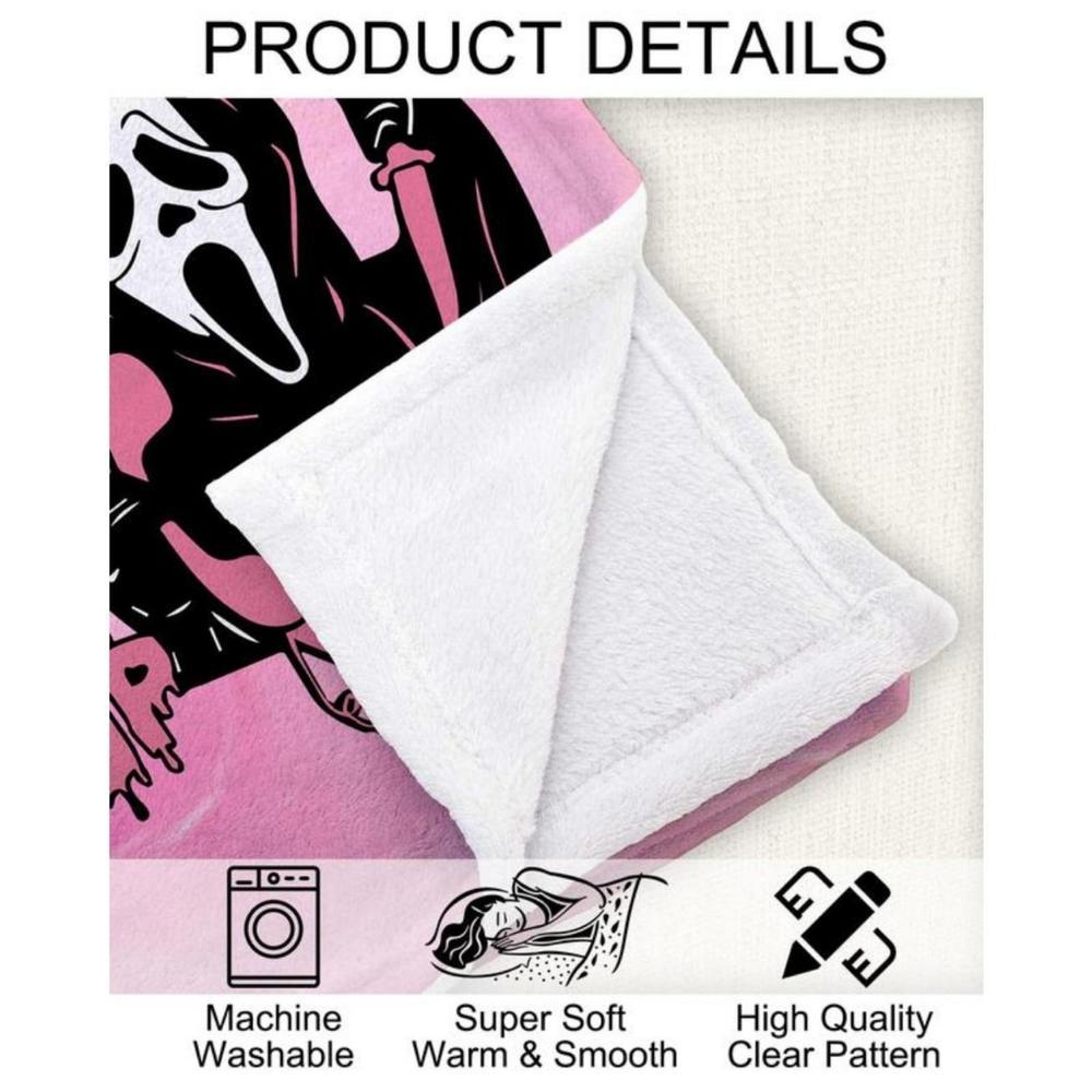 Soft Funny Throw Blanket No You Hang Up Pink Horror Ghost Fleece Cozy Lightweight Thick Fuzzy Plush Blankets Throws- Halloween Valentine's Day Gifts For Bedroom Bed Sofa