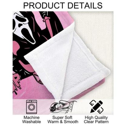 Soft Funny Throw Blanket No You Hang Up Pink Horror Ghost Fleece Cozy Lightweight Thick Fuzzy Plush Blankets Throws- Halloween Valentine's Day Gifts For Bedroom Bed Sofa