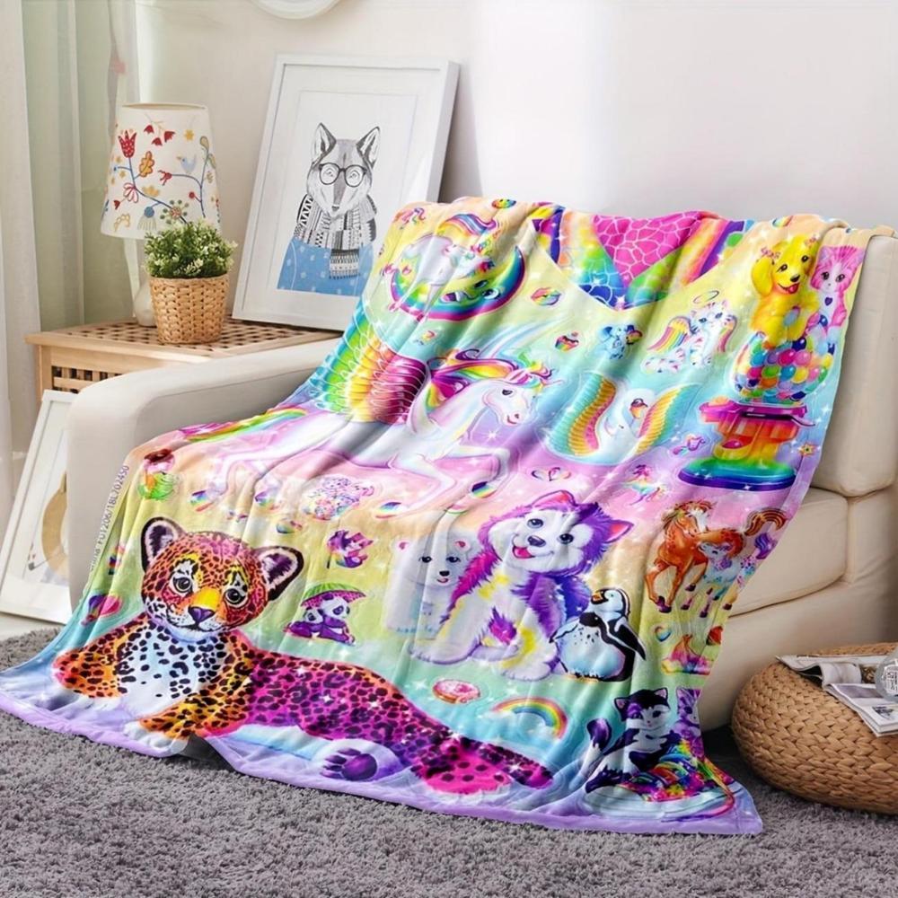 Soft Funny Throw Blanket Cute Whimsical Unicorn & Cheetah Print Fleece Blanket Cozy Blankets Comfortable Warm Fluffy For Home Office School Travel
