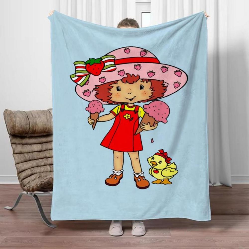 Soft Funny Throw Blanket Strawberry Shortcake Microfiber Blanket King Size Designer For Sofa Luxury Home Interior Blankets For Adults Knee