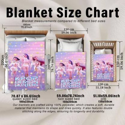 K-Pop Demon Hunter Flannel Blanket - Soft Lightweight Cozy for Bed Sofa Camping Travel Halloween Christmas Gift for All Ages
