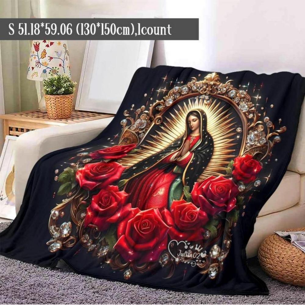 Soft Funny Throw Blanket Virgin Mary Pattern Blanket,Warm,Air-Conditioned Room Warm Nap Blanket For Home Office Travel Day Gift