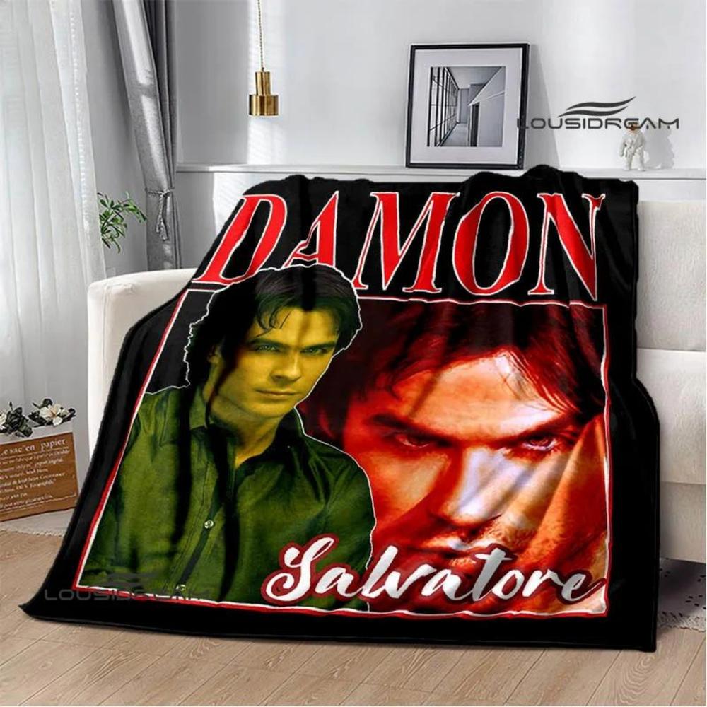 Soft Funny Throw Blanket The Vampire Diaries Damon Salvatore Printed Blanket Warm Flannel Blankets And Comfortable Blanket Bed Linings Birthday Gift