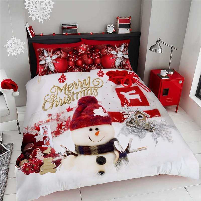3D Christmas Bedding 3 PCS Comforter Set Snowman and Red High Heels Ul