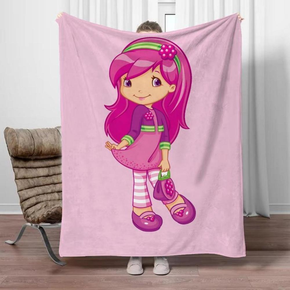 Soft Funny Throw Blanket Strawberry Shortcake Microfiber Blanket King Size Designer For Sofa Luxury Home Interior Blankets For Adults Knee