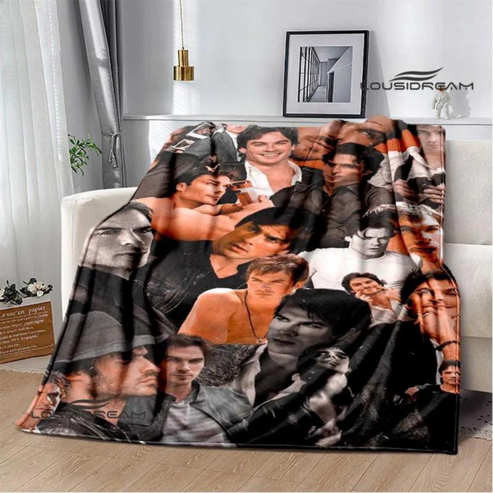 Soft Funny Throw Blanket The Vampire Diaries Damon Salvatore Printed Blanket Warm Flannel Blankets And Comfortable Blanket Bed Linings Birthday Gift