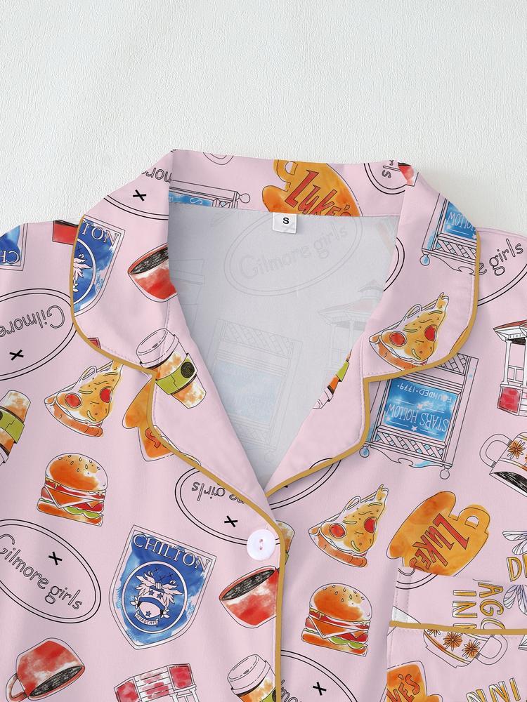 Autumn Winter Women's Pajamas Set, Gilmore Girls Comfortable Sleepwear, Cute Elegant Long Sleeve Pants Two-Piece