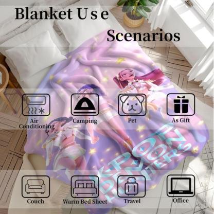 K-Pop Demon Hunter Flannel Blanket - Soft Lightweight Cozy for Bed Sofa Camping Travel Halloween Christmas Gift for All Ages