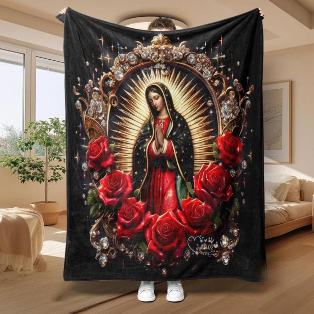 Soft Funny Throw Blanket Virgin Mary Pattern Blanket,Warm,Air-Conditioned Room Warm Nap Blanket For Home Office Travel Day Gift