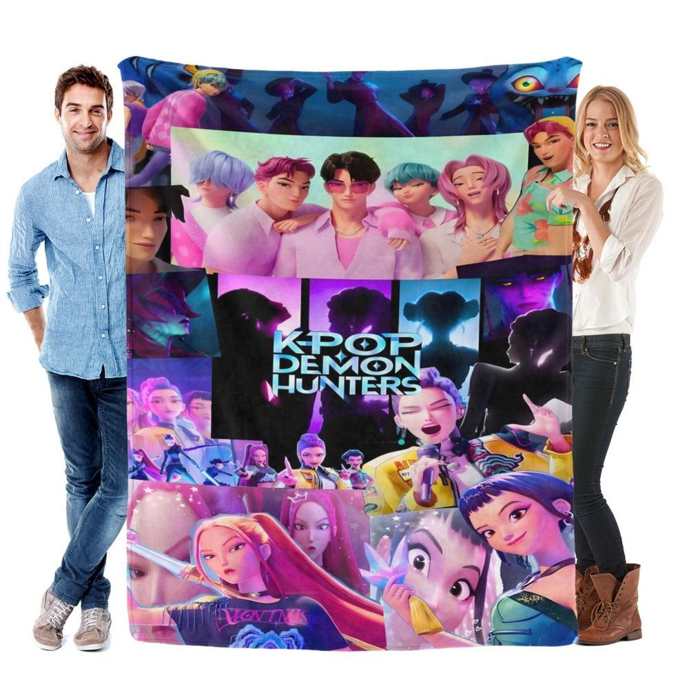 Soft Funny Throw Blanket K-Pop Demon Hunter Star Team Blanket, Flannel Sofa Bed Throw Lightweight All-Season Travel Camping