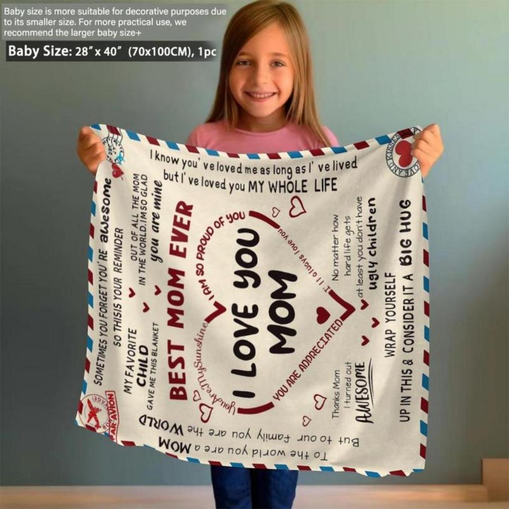 Soft Funny Throw Blanket Letter To Mom Pattern Blanket Comfortable Warm Throw,Air-conditioned Room Warm Nap For Home Office Travel Bedroom Accessories