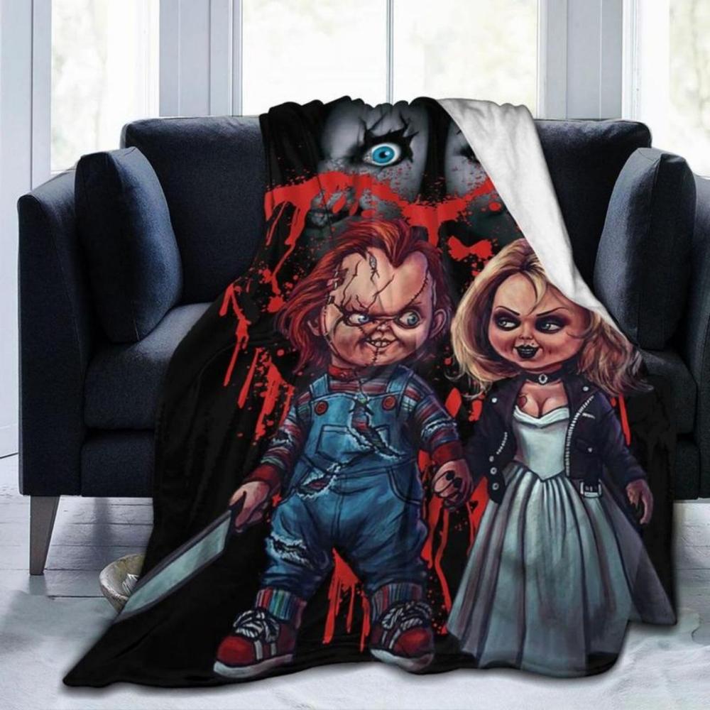 Soft Funny Throw Blanket Horror Movie Blanket Chucky Halloween Fleece Blanket Super Cozy Warm Fleece Fluffy Plush Lightweight Bedding Quilts For All Season Bed Sofa Couch