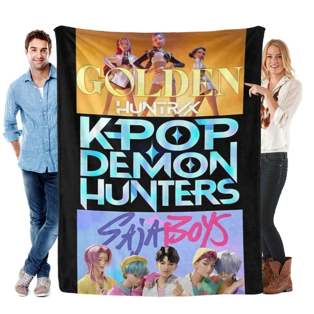 Soft Funny Throw Blanket K-Pop Demon Hunter Star Team Blanket, Flannel Sofa Bed Throw Lightweight All-Season Travel Camping