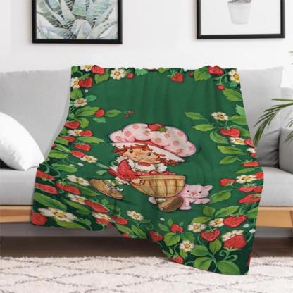 Soft Funny Throw Blanket S-Strawberry Pink Shortcake Throw Camping Chair Picnic Blanket Fluffy Plaid Blankets For Decorative Sofa Portable King Lid Downy