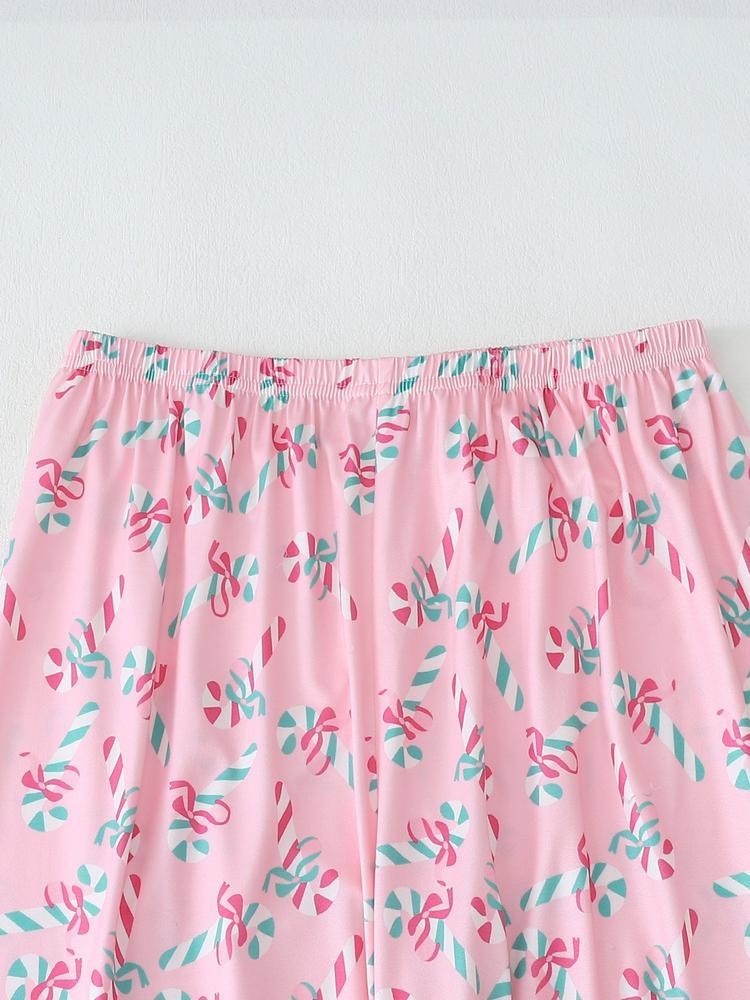 Women's Christmas Pajama Set, Elegant Long Sleeve Top & Pants, Comfortable Home Wear, Fall Winter, Gift Idea