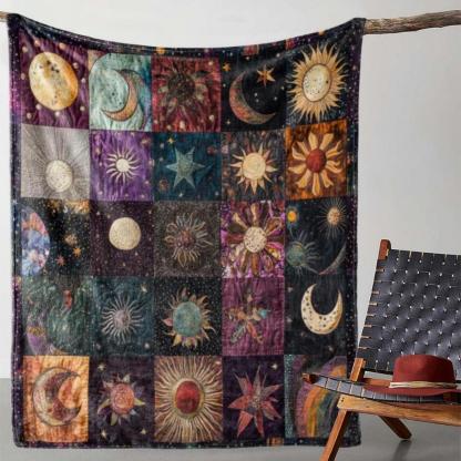 Soft Funny Throw Blanket Cute Vintage Sun And Moon Print Flannel Blanket Cozy All-Season Throw For Sofa Bed Office Camping Travel Ideal Gift For Any Occasion Blanket Seamless Car