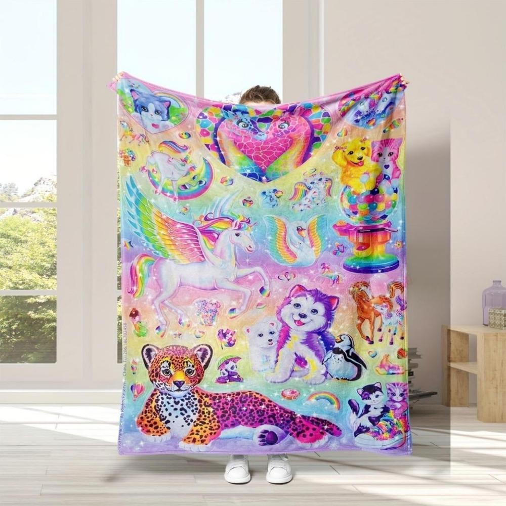 Soft Funny Throw Blanket Cute Whimsical Unicorn & Cheetah Print Fleece Blanket Cozy Blankets Comfortable Warm Fluffy For Home Office School Travel