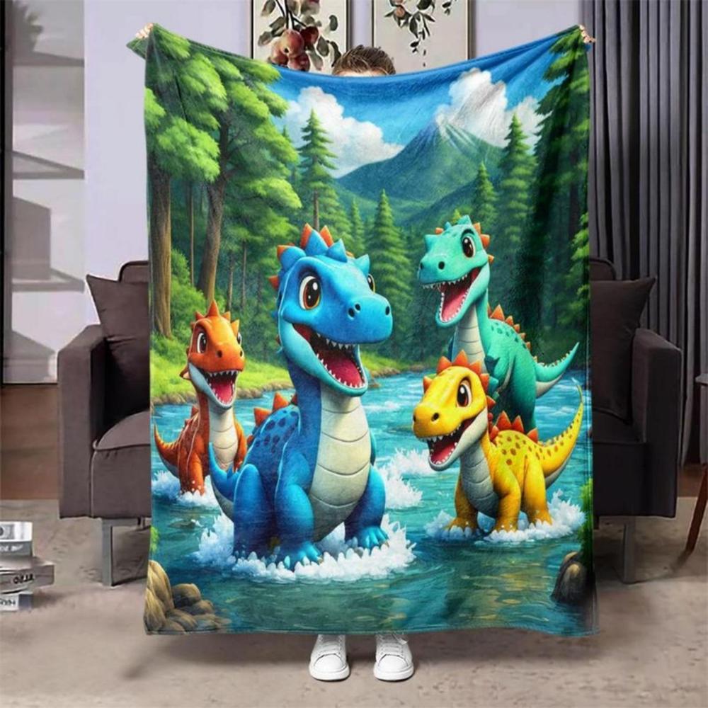 Soft Funny Throw Blanket Dinosaur Pattern Blanket Soft Comfortable War