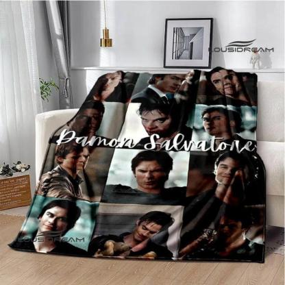Soft Funny Throw Blanket The Vampire Diaries Damon Salvatore Printed Blanket Warm Flannel Blankets And Comfortable Blanket Bed Linings Birthday Gift