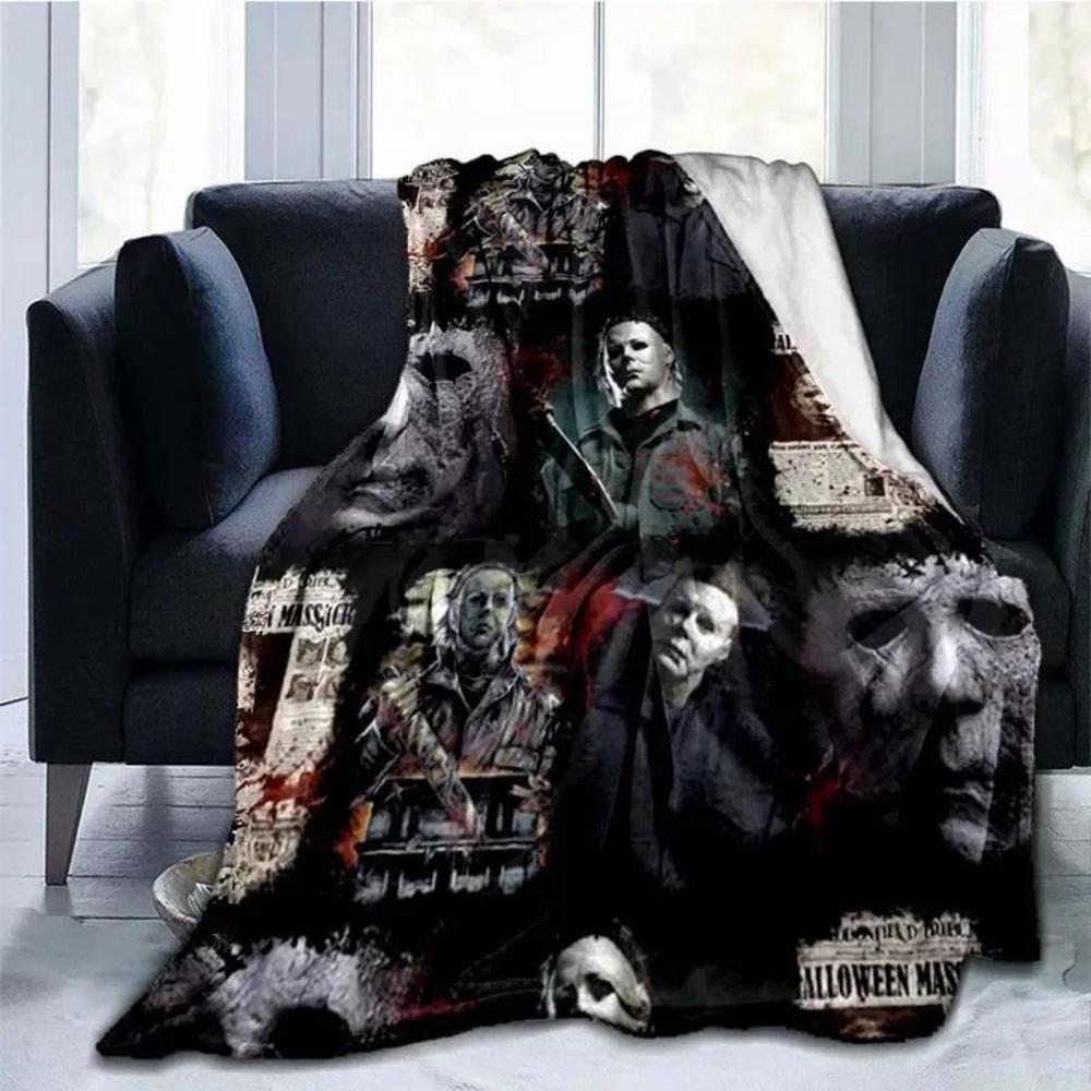 Soft Funny Throw Blanket Michael Myers Blanket Super Plush Flannel Blanket Living Room Bedroom Sofa Blankets For Beds