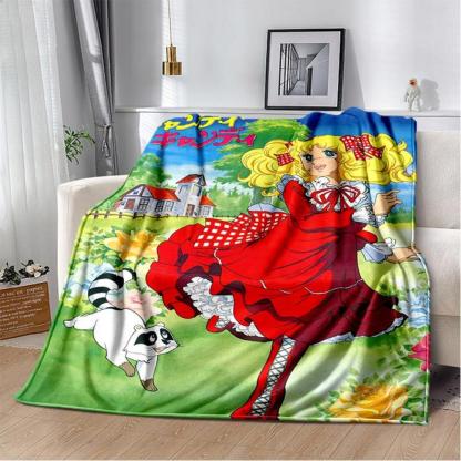 Soft Funny Throw Blanket Candy Candy Girl Cartoon Anime Plush Flannel Blanket For Living Room Bedroom Sofa Kid'S Gift