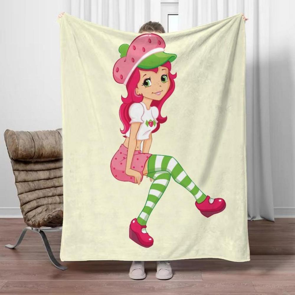 Soft Funny Throw Blanket Strawberry Shortcake Microfiber Blanket King Size Designer For Sofa Luxury Home Interior Blankets For Adults Knee