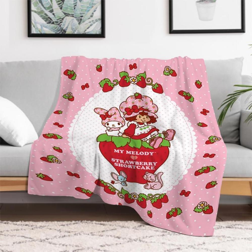 Soft Funny Throw Blanket S-Strawberry Pink Shortcake Throw Camping Chair Picnic Blanket Fluffy Plaid Blankets For Decorative Sofa Portable King Lid Downy