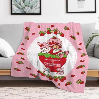 Soft Funny Throw Blanket S-Strawberry Pink Shortcake Throw Camping Chair Picnic Blanket Fluffy Plaid Blankets For Decorative Sofa Portable King Lid Downy
