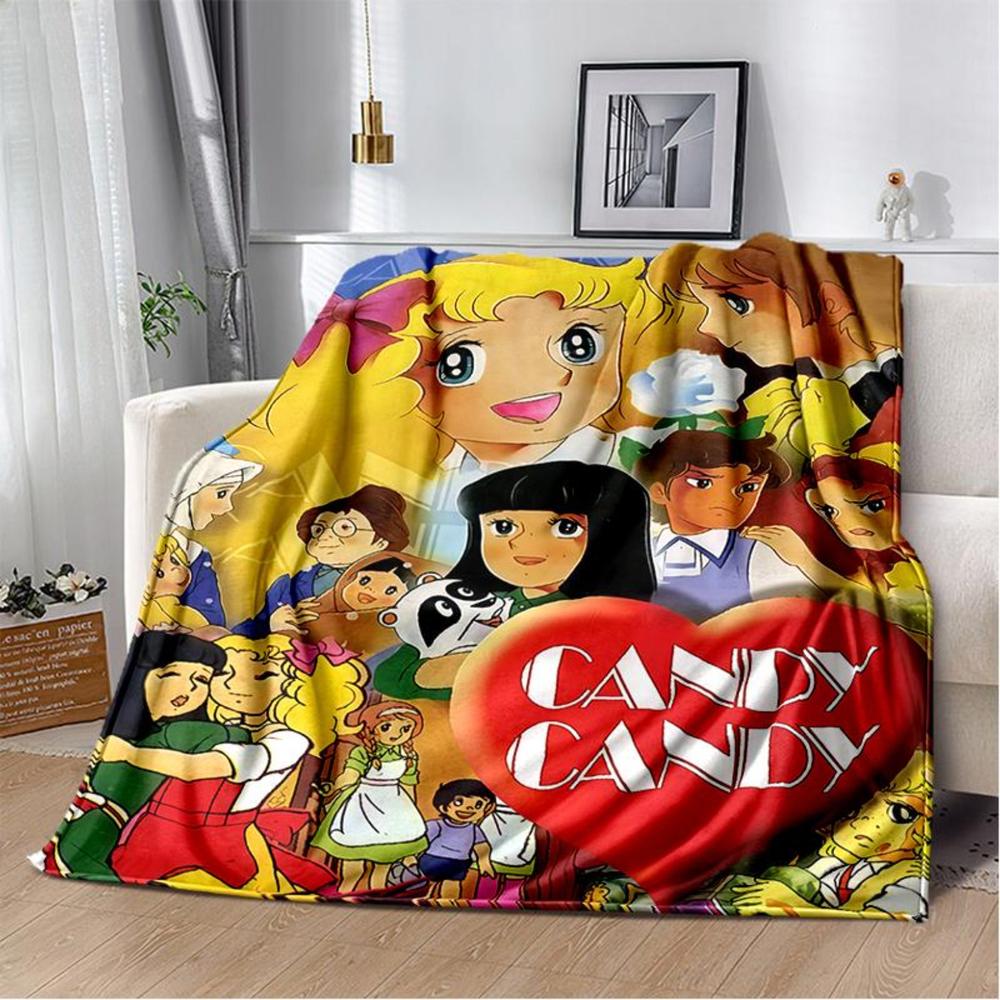 Soft Funny Throw Blanket Candy Candy Girl Cartoon Anime Plush Flannel Blanket For Living Room Bedroom Sofa Kid'S Gift
